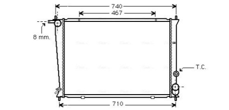 Радиатор охлаждения двигателя Hyundai H100 H-1 2,5D 00>04, 04>07 MT AC+/- AVA COOLING HYA 2049