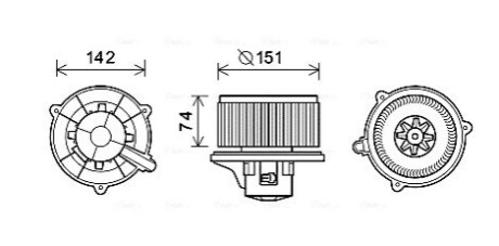 Вентилятор отопителя салона Kia Rio (00-05) 1.3i 1.5i AVA AVA COOLING KA8224