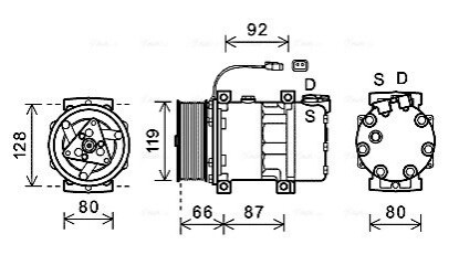 Компресор Кондиціонера Scania P/g/r/t 12.7D-9.3D >2004 AVA COOLING SCAK040 (фото 1)