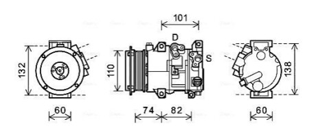 Компресор кондиціонера TOYOTA CAMRY (2006-) (AVA) AVA COOLING TOAK628 (фото 1)