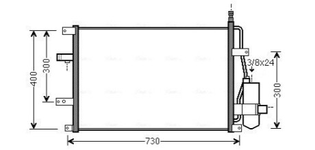 Skraplacz klimatyzacji (z osuszaczem) pasuje do: VOLVO S60 I, S80 I, V70 II, XC70 I 2.0-3.0 05.98-04.10 AVA COOLING VO5107D