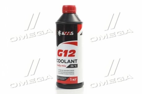 Антифриз RED G12 Сoolant Ready-Mix -36°C <AXXIS> (червоний) (Каністра 1кг) AXXIS AX-P999-G12R RDM1