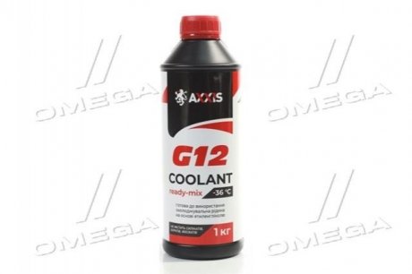 Антифриз RED G12 Сoolant Ready-Mix -36 °C <AXXIS> (червоний) (Каністра 1кг) AXXIS P999-G12R RDM1