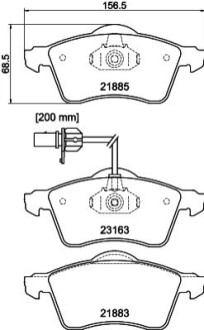 Колодки диск. T4 перед. 2001-> з датчиком BEHR-HELLA 8DB355008-931