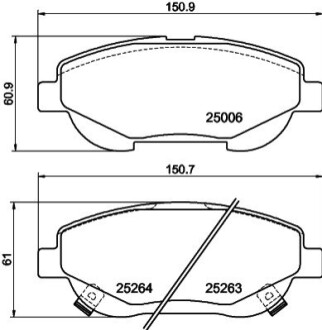 Гальмівні колодки, дискове гальмо (набір) BEHR-HELLA 8DB 355 015-691