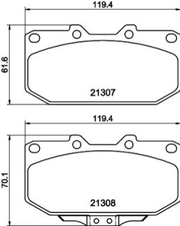 Гальмівні колодки, дискове гальмо (набір) BEHR-HELLA 8DB355016791