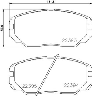 Колодки гальмівні (передні) Hyundai Sonata/Elantra 01-11/ix20 10-/Tucson/Kia Sportage/Carens 04- BEHR-HELLA 8DB355024891