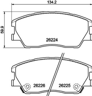 Колодки гальмівні (передні) Kia Soul 1.6/2.0 19- (+датчик) BEHR-HELLA 8DB355040591