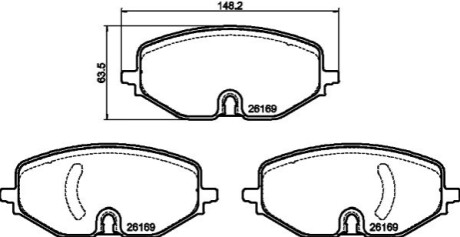 Колодки гальмівні (передні) Audi A3/Skoda Octavia/Seat Leon/VW Golf VIII 19-/Caddy 20- (+датчик) BEHR-HELLA 8DB 355 040-801