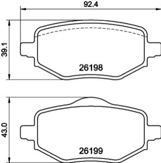 Колодки гальмівні (задні) Citroen C4 20-/Peugeot 2008/208/Opel Corsa F 19-/Mokka 20- BEHR-HELLA 8DB355040971