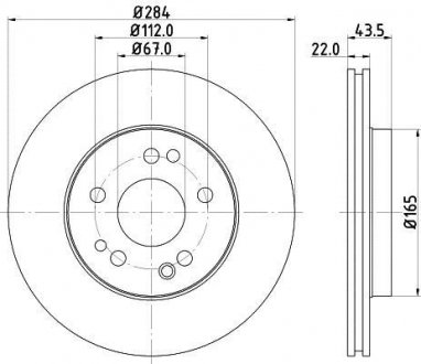 Гальмівний диск перед. E220-300 W124 93-95 (284x22) BEHR-HELLA 8DD355100-941