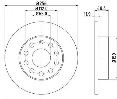Гальмівний диск зад. Caddy III (260x12) BEHR-HELLA 8DD 355 109-641 (фото 1)