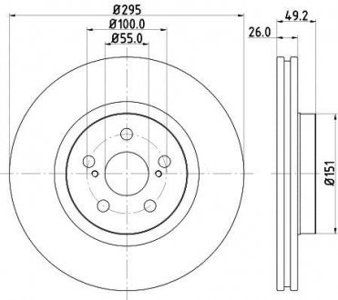 Гальмівний диск перед. Avensis T25 04- BEHR-HELLA 8DD355111-651 (фото 1)