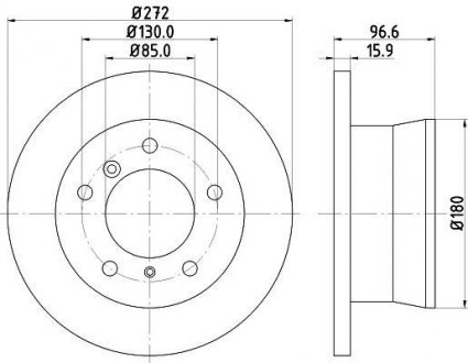 Гальмівний диск зад. Sprinter 308-316 96-06 (16mm) (PRO) BEHR-HELLA 8DD355111-901