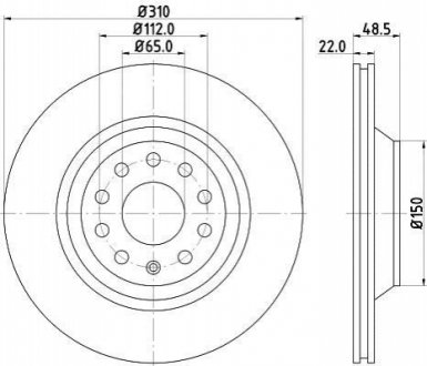 Тормозной диск - (JZW698601AQ / BS8044 / 8V0698601A) BEHR-HELLA 8DD355112121 (фото 1)