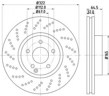 Гальмівний диск передній вентильований з перфорацією MB E W212 4matic BEHR-HELLA 8DD355114-231