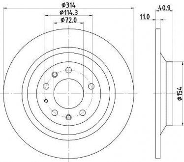 HELLA MAZDA Диск торм. задн.Mazda 6 2.3 BEHR-HELLA 8DD 355 114-501