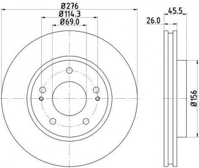 Гальмівний диск перед. Lancer/Outlander/Space Runner 99- 1.3-2.4 BEHR-HELLA 8DD355116-311