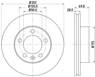 Гальмівний диск перед. Master/Movano 10- (302mm) BEHR-HELLA 8DD355117-121