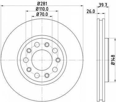 Гальмівний диск пер Лів/Прав Alfa Romeo Giulietta Fiat 500X Jeep Renegade 1.0-2.0D 04.10- BEHR-HELLA 8DD 355 117-231 (фото 1)
