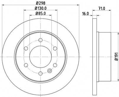 Гальмівний диск зад. Sprinter/Crafter 06- (3.0-3.5t) 298mm BEHR-HELLA 8DD355117-641 (фото 1)