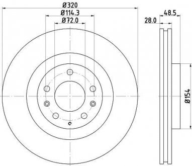 Гальмівний диск перед. CX7/CX9 07- 2.2-3.7 (PRO) BEHR-HELLA 8DD355118-201 (фото 1)