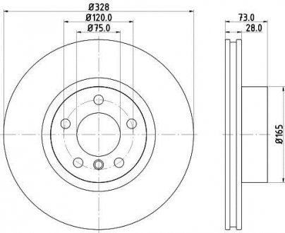 Гальмівний диск перед. X3 F25/X4 F26 10- 1.6-3.0 (PRO) BEHR-HELLA 8DD355119-531 (фото 1)