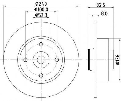 Гальмівний диск зад. Megane II/Clio III/Modus 02- (240x8) BEHR-HELLA 8DD 355 123-241