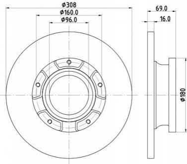 Диск гальмівний з покриттям PRO; с задающим диском ABS; задн. / Ford Transit 2013> BEHR-HELLA 8DD355126591 (фото 1)