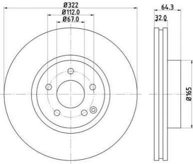 Тормозной диск перед. DB C (W204, C204), E (W212, C207, A207), SLK (R172) 1.8-3.5 07- - (A2044210812 / A000421121207 / A0004211212) BEHR-HELLA 8DD 355 129-521 (фото 1)