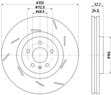 Диск гальмівний (передній) Porsche Macan 14- (R) (350x34) PRO+ BEHR-HELLA 8DD355134351