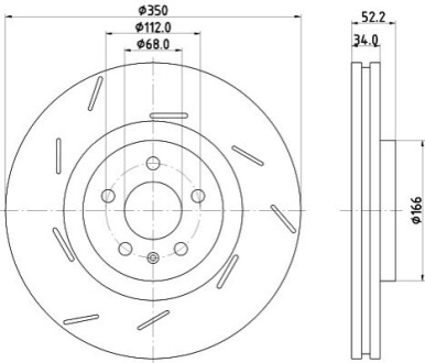 Диск гальмівний (передній) Porsche Macan 14- (L) (350x34) PRO+ BEHR-HELLA 8DD355134361