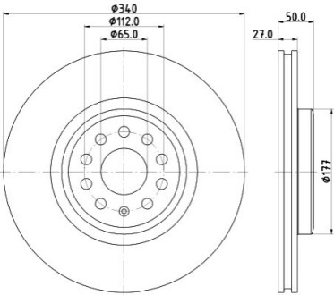 Tarcza ham. malow. HC przód AUDI CUPRA SKODA VOLKSWAGEN BEHR-HELLA 8DD355134751