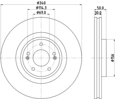 Диск гальмівний (передній) Kia Sorento III 15- (340х30) PRO BEHR-HELLA 8DD355134871