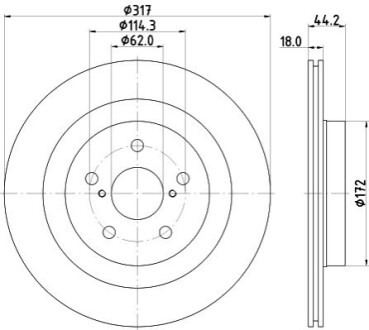 Диск гальмівний (задній) Toyota Rav4 V 18- (317x18) PRO BEHR-HELLA 8DD355134961