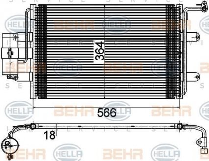 Радиатор кондиционера A3/Octavia/Golf IV 98-06 - (1J0820413N / 1J0820413L / 1J0820413E) BEHR-HELLA 8FC351036-384 (фото 1)