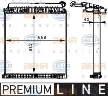 Радіатор Охолодження Mb Atego/axor/axor 2/mk Om401.979-Om926.990 >1987 815*668*42Mm (Без Рамки) BEHR-HELLA 8MK 376 721-261