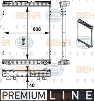 Радіатор Охолодження Man Tgl >2005 590*608*40Мм (Без Рамок) BEHR-HELLA 8MK 376 728-671