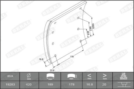 Накладки гальмівні WVA19283 BERAL KBL19283.0-1660
