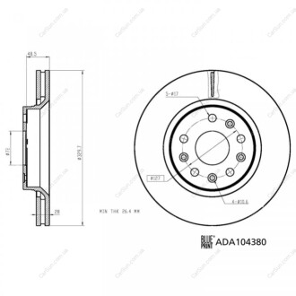 ПЕРЕДНИЙ ГАЛЬМУВАЛЬНИЙ ДИСК 330X28 V BLUE PRINT ADA104380 (фото 1)