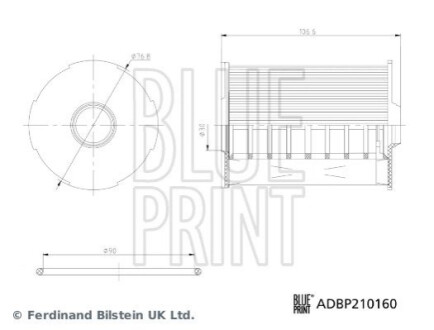 Фільтр масла з ущільнюючим кільцем BLUE PRINT ADBP210160