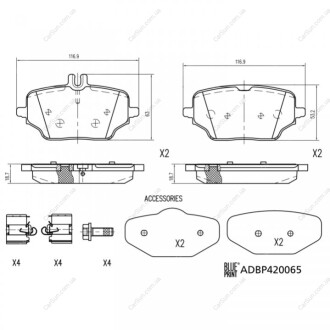 Колодки гальмівні (задні) MB GLE (V167) 18- OM654/OM656 (Trw) BLUE PRINT ADBP420065