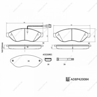 Колодки гальмівні (передні) Citroen Jumper/Fiat Ducato/Peugeot Boxer 06- (Brembo)/(з датчиком) BLUE PRINT ADBP420084