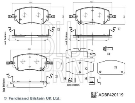 ГАЛЬМІВНІ КОЛОДКИ. FIAT P. 500E/TIPO 1.0-1.6 20- BLUE PRINT ADBP420119