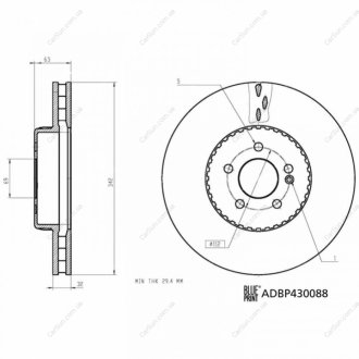 Диск гальмівний (передній) MB E-class (W213)/GLC-class (X253) 16- (342x32) PRO+ BLUE PRINT ADBP430088 (фото 1)