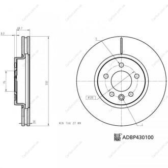 ПЕРЕДНИЙ ГАЛЬМУВАЛЬНИЙ ДИСК 332X30 V BLUE PRINT ADBP430100