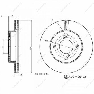 ПЕРЕДНИЙ ГАЛЬМУВАЛЬНИЙ ДИСК 231X20 V BLUE PRINT ADBP430102