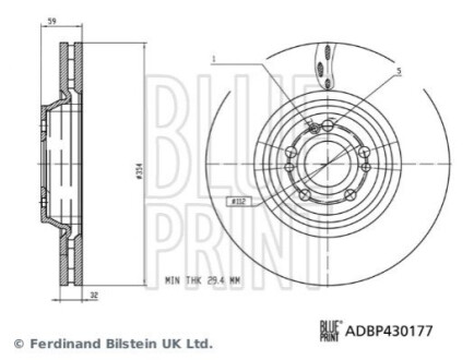 ГАЛЬМІВНИЙ ДИСК. DB P. V167 GLE 3.0 D 4 MATIC 18- BLUE PRINT ADBP430177