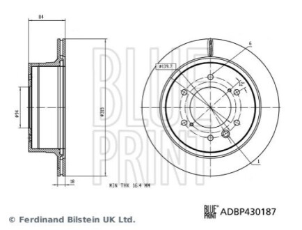 ЗАДНІЙ ГАЛЬМУВАЛЬНИЙ ДИСК BLUE PRINT ADBP430187