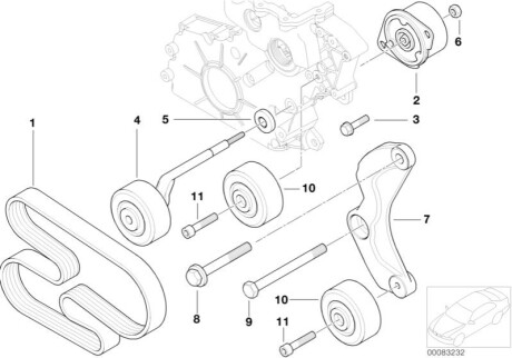 Натяжитель ремня, клиновой зубча BMW 11282354131